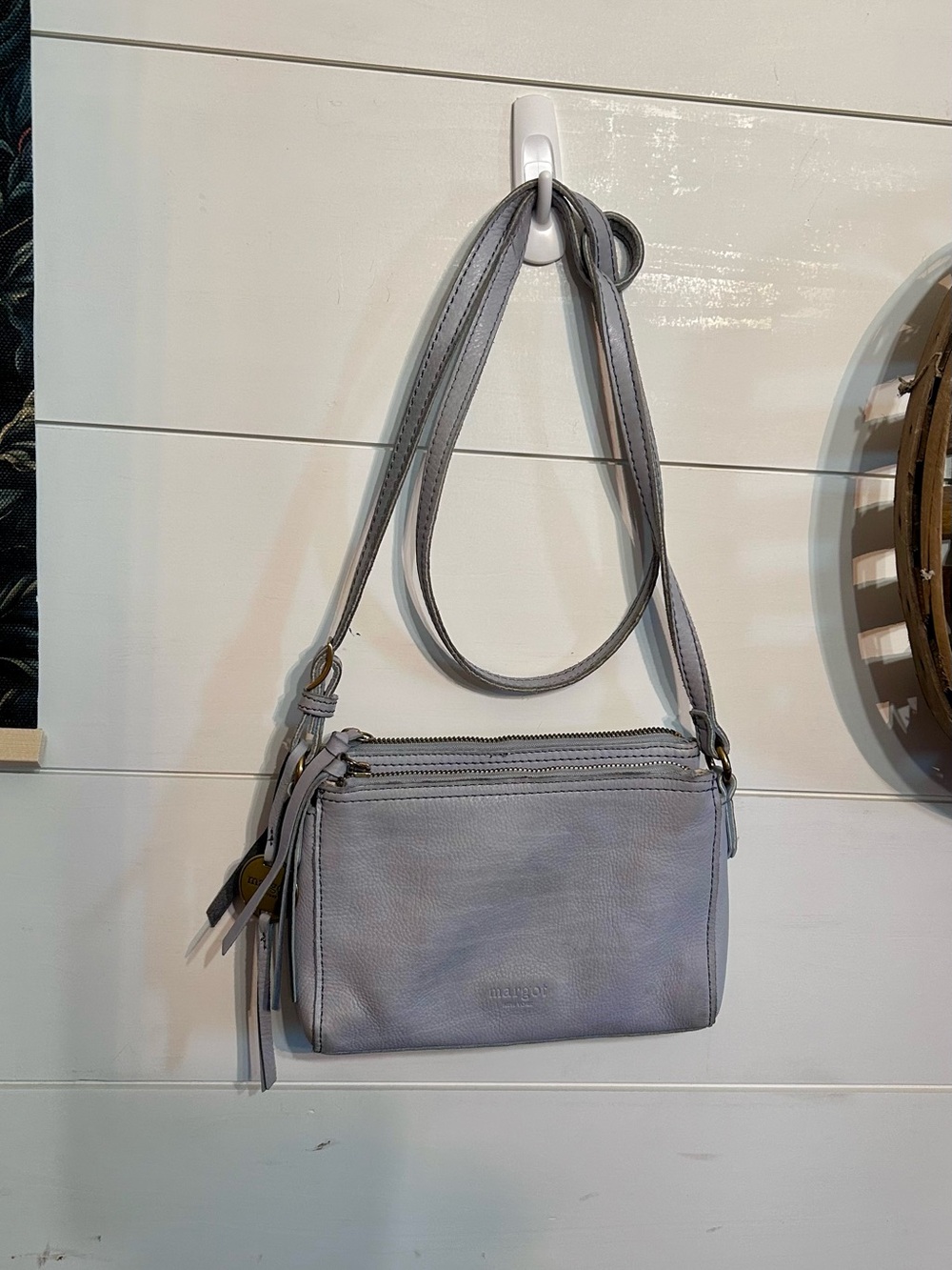 margot Light Blue Leather Crossbody Bag